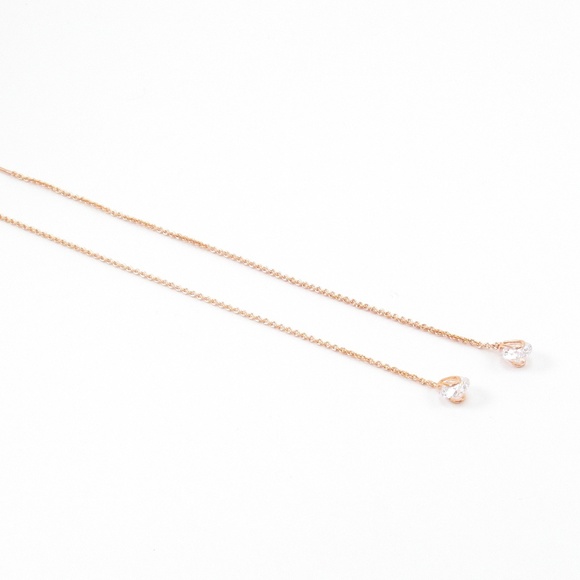 Crystal Threader Earrings Rose Gold Dangle Chain - Picture 2 of 3